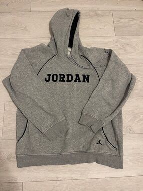 Jordan Gray Pullover Hoodie with Black Logo